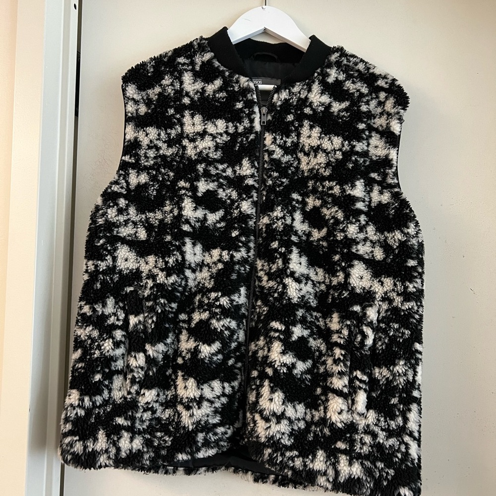 ASOS Black & White Zip Fleece Vest